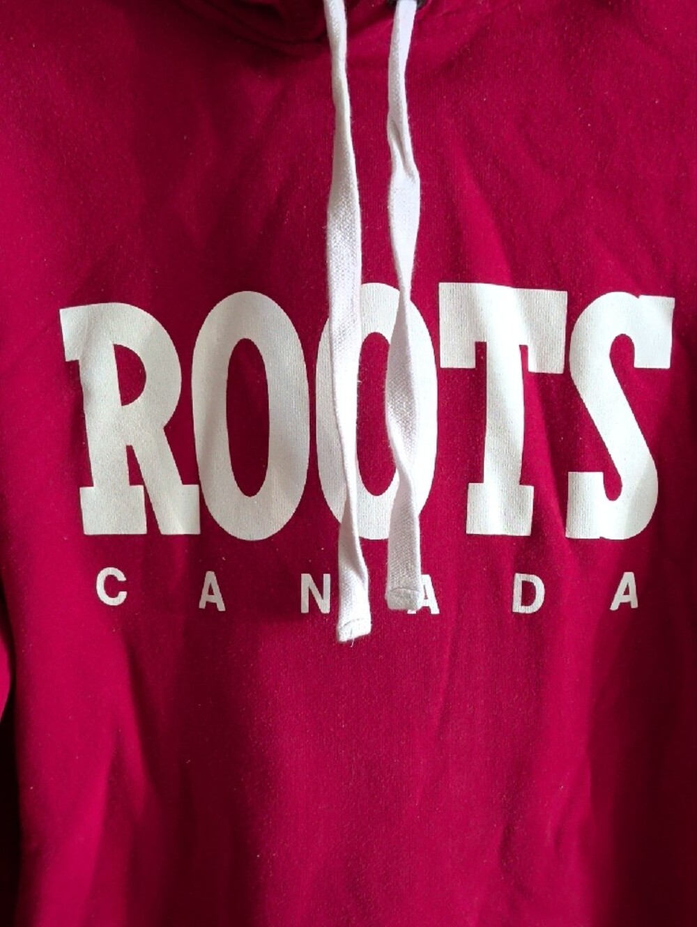 Roots Deep Red Men's Hoodie with White Logo - Picture 3 of 7